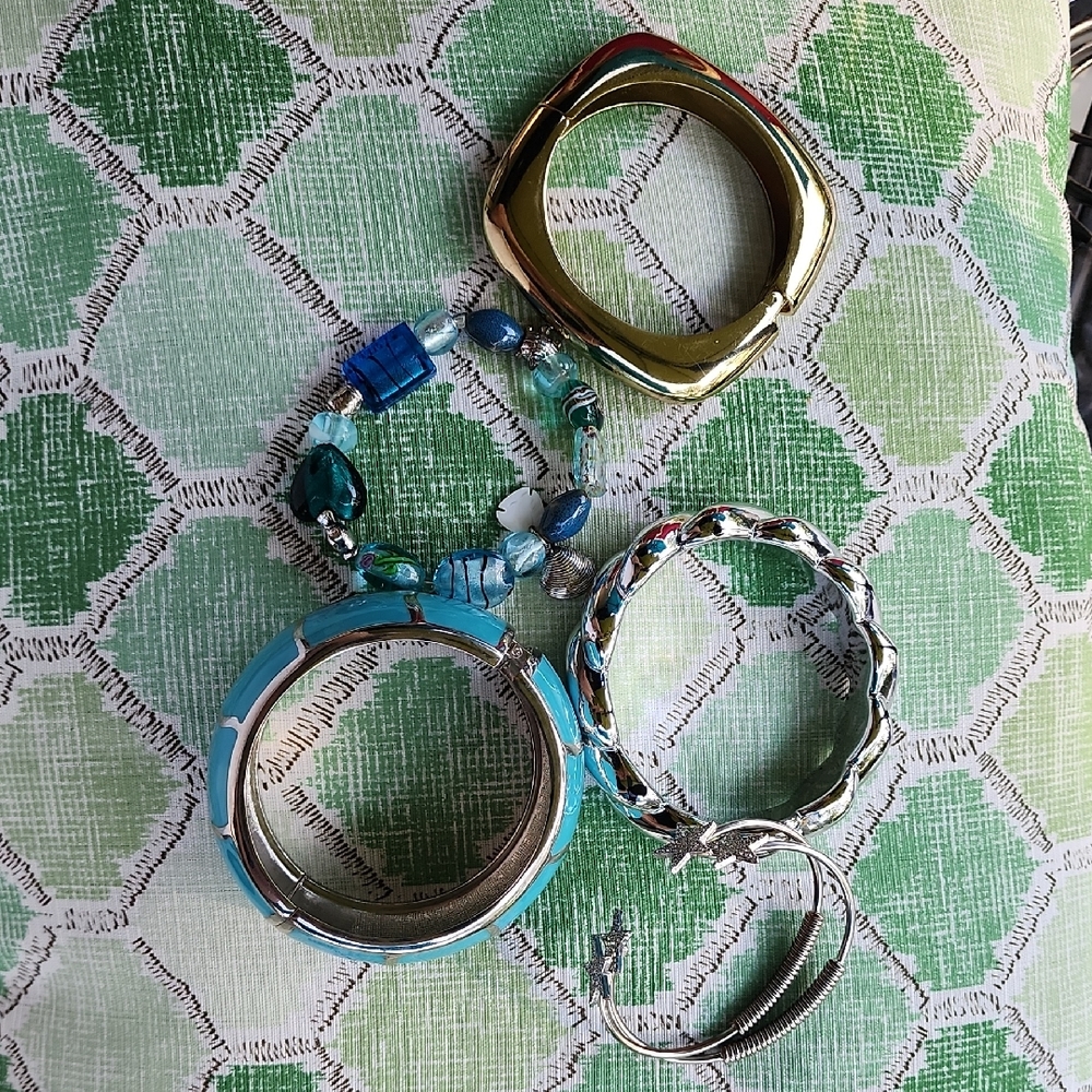 Lane Bryant Gold, Blue, and Silver Bracelets